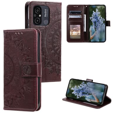 SKALO Xiaomi Redmi 12C 4G Mandala Plånboksfodral - Brun