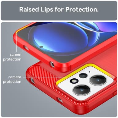 SKALO Xiaomi Redmi Note 12 4G Armor Carbon Stöttåligt TPU-skal - Röd