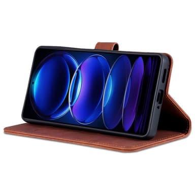 SKALO Xiaomi Redmi Note 12 Pro 5G AZNS Plånboksfodral - Brun