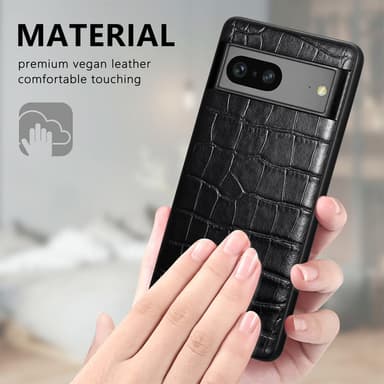 SKALO Google Pixel 7a Krokodil PU-Läder Hybrid Skal - Svart