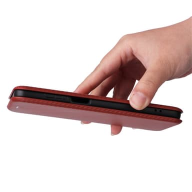 SKALO Motorola Moto G53 5G Carbon Fiber Plånboksfodral - Brun