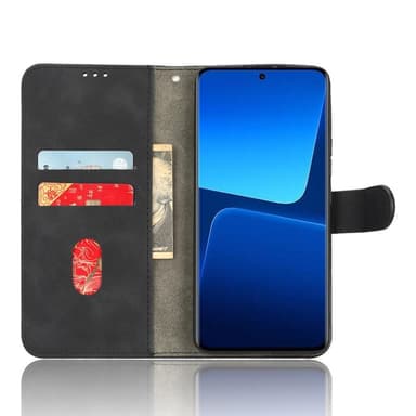 SKALO Xiaomi 13 Pro 5G Matt PU-Läder Plånboksfodral - Svart