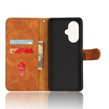 SKALO OnePlus Nord CE 3 Lite 5G Matt PU-Läder Plånboksfodral - Brun