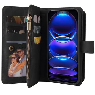 SKALO Xiaomi Redmi Note 12 Pro 5G Big Wallet 17-FACK Plånboksfodral - Svart