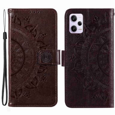 SKALO Xiaomi Redmi Note 12 Pro 5G Mandala Plånboksfodral - Brun