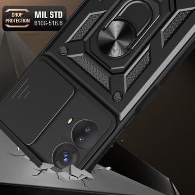 SKALO Motorola Moto G53 5G Armor Hybrid Metallring Kameraslider - Blå