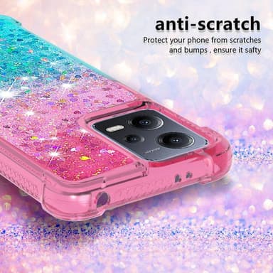 SKALO Xiaomi Redmi Note 12 5G Kvicksand Glitter Hjärtan TPU-skal - Rosa-Turkos