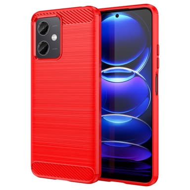 SKALO Xiaomi Redmi Note 12 5G Armor Carbon Stöttåligt TPU-skal - Röd
