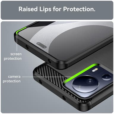 SKALO Xiaomi 13 Lite Armor Carbon Stöttåligt TPU-skal - Svart