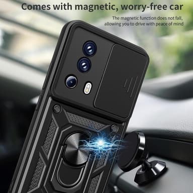 SKALO Xiaomi 13 Lite Armor Hybrid Metallring Kameraslider - Svart