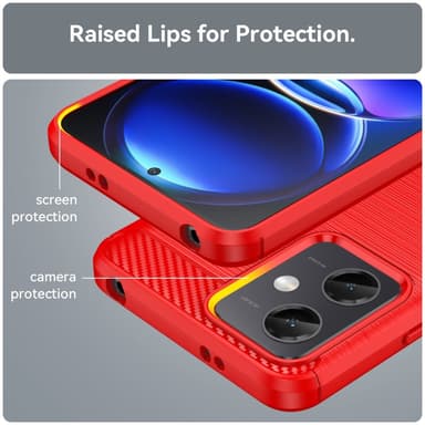 SKALO Xiaomi Redmi Note 12 5G Armor Carbon Stöttåligt TPU-skal - Röd