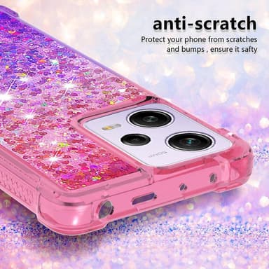 SKALO Xiaomi Redmi Note 12 Pro 5G Kvicksand Glitter Hjärtan TPU-skal - Rosa-Lila