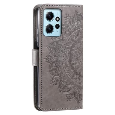 SKALO Xiaomi Redmi Note 12 4G Mandala Plånboksfodral - Grå