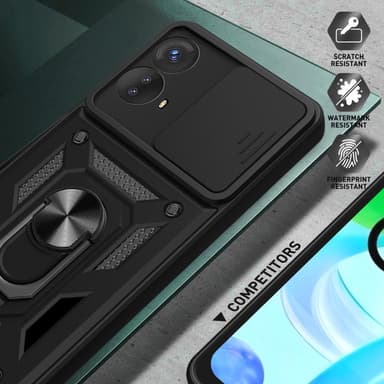 SKALO Motorola Moto G53 5G Armor Hybrid Metallring Kameraslider - Blå