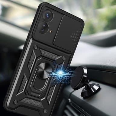 SKALO Motorola Moto G73 5G Armor Hybrid Metallring Kameraslider - Röd