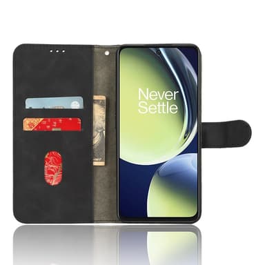 SKALO OnePlus Nord CE 3 Lite 5G Matt PU-Läder Plånboksfodral - Svart