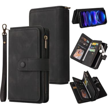 SKALO Xiaomi Redmi Note 12 Pro 5G Big Wallet 17-FACK Plånboksfodral - Svart
