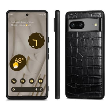 SKALO Google Pixel 7a Krokodil PU-Läder Hybrid Skal - Svart
