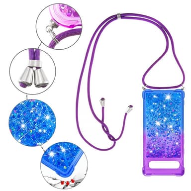 SKALO Google Pixel 7a Kvicksand Glitter Mobilhalsband - Lila-Blå