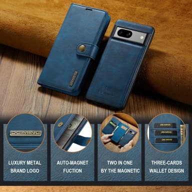 DG MING Google Pixel 7a 2-i-1 Magnet Plånboksfodral - Blå