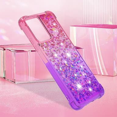 SKALO Xiaomi Redmi Note 12 5G Kvicksand Glitter Hjärtan TPU-skal - Rosa-Lila