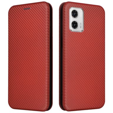 SKALO Motorola Moto G53 5G Carbon Fiber Plånboksfodral - Brun