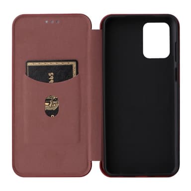 SKALO Motorola Moto G53 5G Carbon Fiber Plånboksfodral - Brun