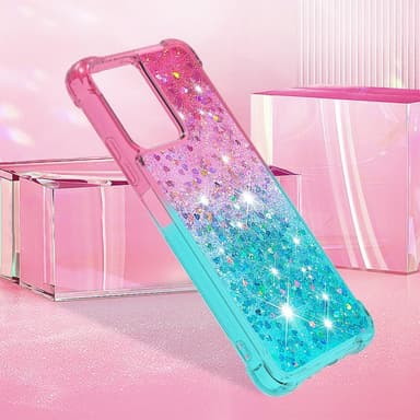 SKALO Xiaomi Redmi Note 12 5G Kvicksand Glitter Hjärtan TPU-skal - Rosa-Turkos