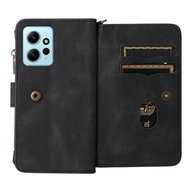 SKALO Xiaomi Redmi Note 12 4G Big Wallet 17-FACK Plånboksfodral - Svart