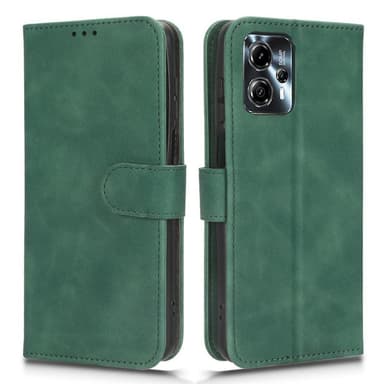 SKALO Motorola Moto G53 5G Matt PU-Läder Plånboksfodral - Grön