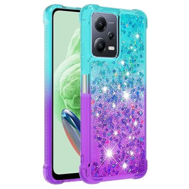 SKALO Xiaomi Redmi Note 12 5G Kvicksand Glitter Hjärtan TPU-skal - Turkos-Lila