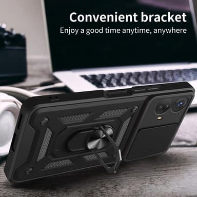 SKALO Motorola Moto G73 5G Armor Hybrid Metallring Kameraslider - Röd