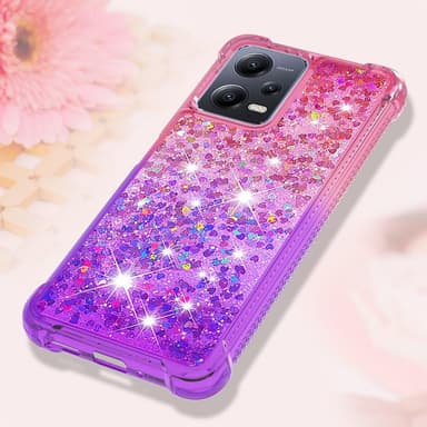 SKALO Xiaomi Redmi Note 12 5G Kvicksand Glitter Hjärtan TPU-skal - Rosa-Lila