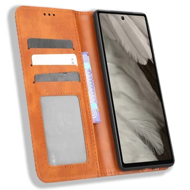 SKALO Google Pixel 7a Embossed Premium Plånboksfodral - Brun