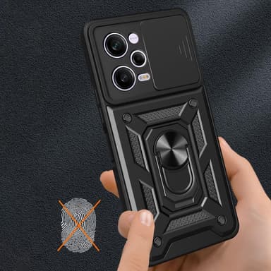 SKALO Xiaomi Redmi Note 12 Pro 5G Armor Hybrid Metallring Kameraslider - Röd