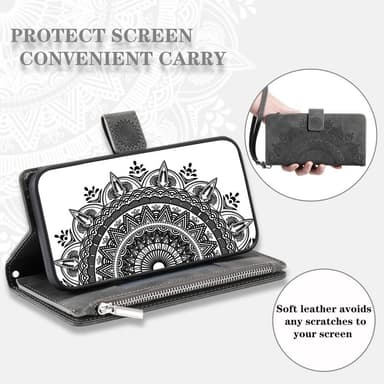 SKALO Xiaomi Redmi Note 12 4G Big Wallet Mandala Plånboksfodral - Grå