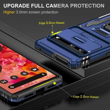 SKALO Google Pixel 7a Armor Hybrid Metallring Kameraslider - Blå