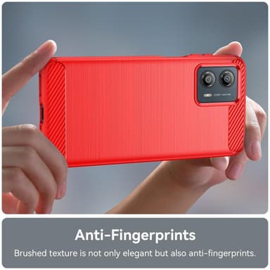 SKALO Motorola Moto G53 5G Armor Carbon Stöttåligt TPU-skal - Röd