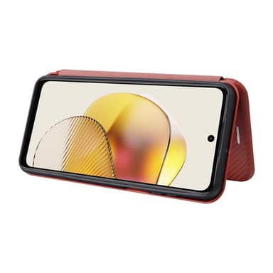 SKALO Motorola Moto G53 5G Carbon Fiber Plånboksfodral - Brun