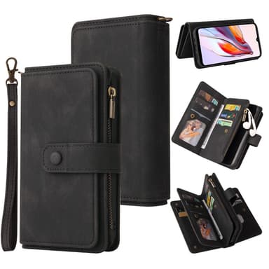 SKALO Xiaomi Redmi 12C 4G Big Wallet 17-FACK Plånboksfodral - Svart