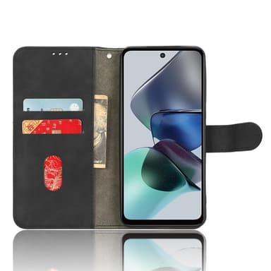 SKALO Motorola Moto G53 5G Matt PU-Läder Plånboksfodral - Svart