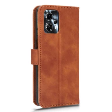SKALO Motorola Moto G53 5G Matt PU-Läder Plånboksfodral - Brun