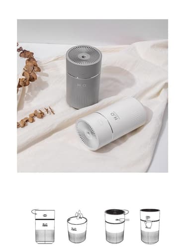 Luftfuktare med USB och LED belysning 360 ml Vit