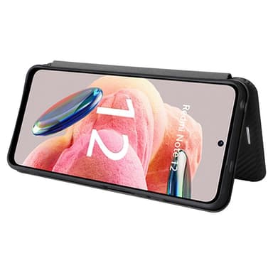 SKALO Xiaomi Redmi Note 12 4G Carbon Fiber Plånboksfodral - Svart