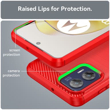 SKALO Motorola Moto G73 5G Armor Carbon Stöttåligt TPU-skal - Röd