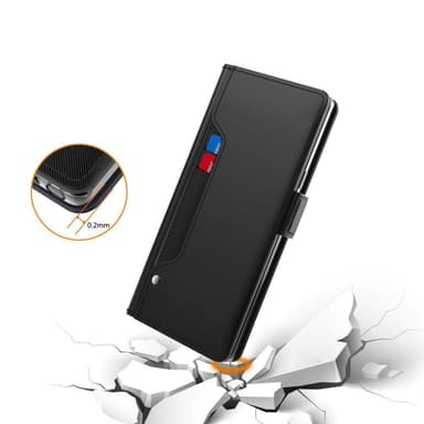 SKALO Motorola Edge 40 5G Korthållare Spegel Plånbok - Svart