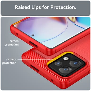 SKALO Motorola Edge 40 Pro 5G Armor Carbon Stöttåligt TPU-skal - Röd