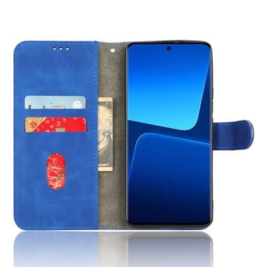 SKALO Xiaomi 13 Pro 5G Matt PU-Läder Plånboksfodral - Blå
