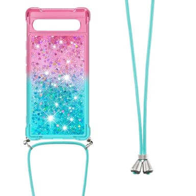 SKALO Google Pixel 7a Kvicksand Glitter Mobilhalsband - Rosa-Turkos