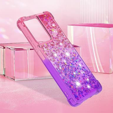 SKALO Xiaomi Redmi Note 12 Pro 5G Kvicksand Glitter Hjärtan TPU-skal - Rosa-Lila
